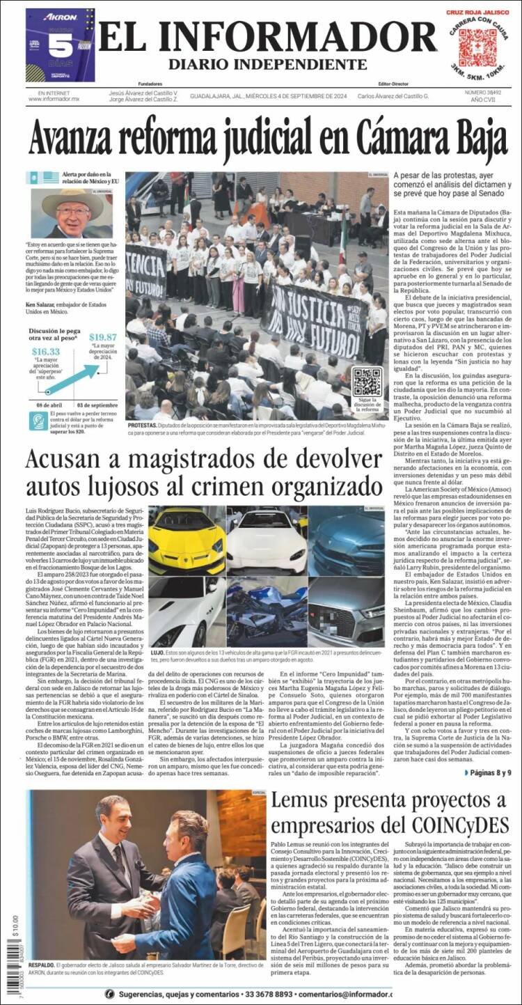 Portada de El Informador (México)