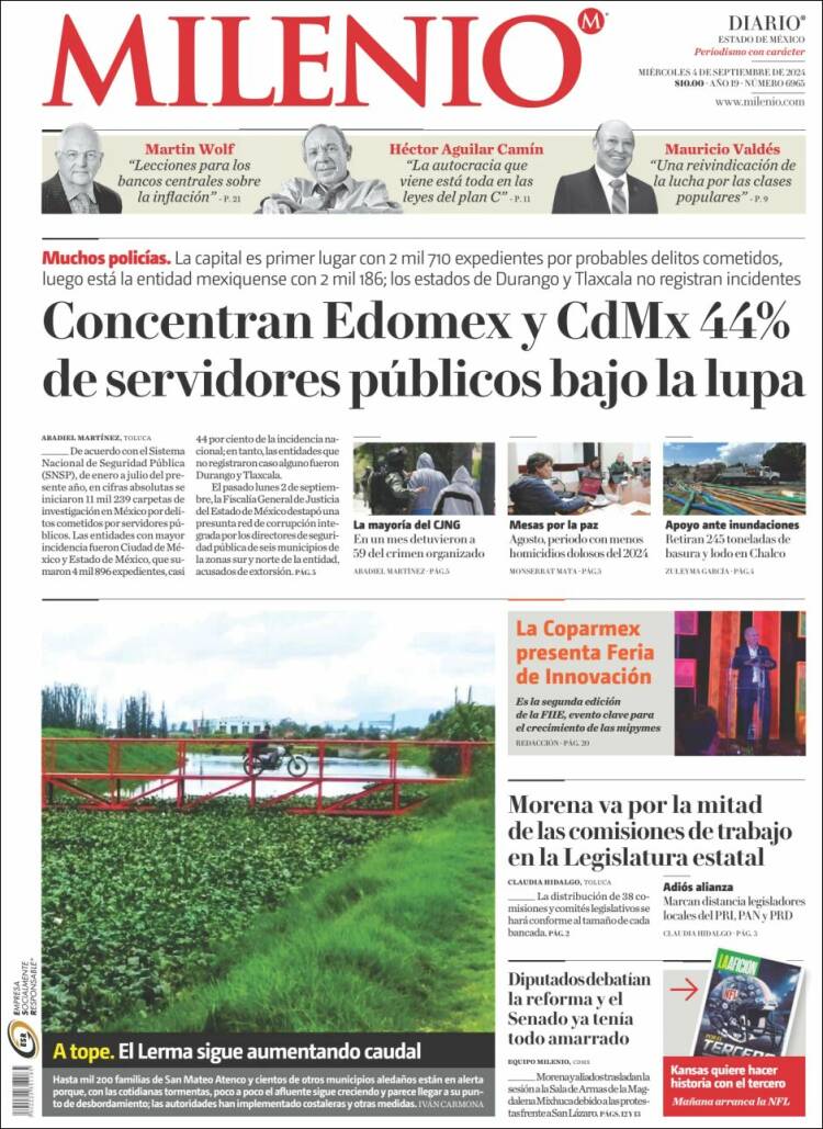 Portada de Milenio - Estado de México (México)