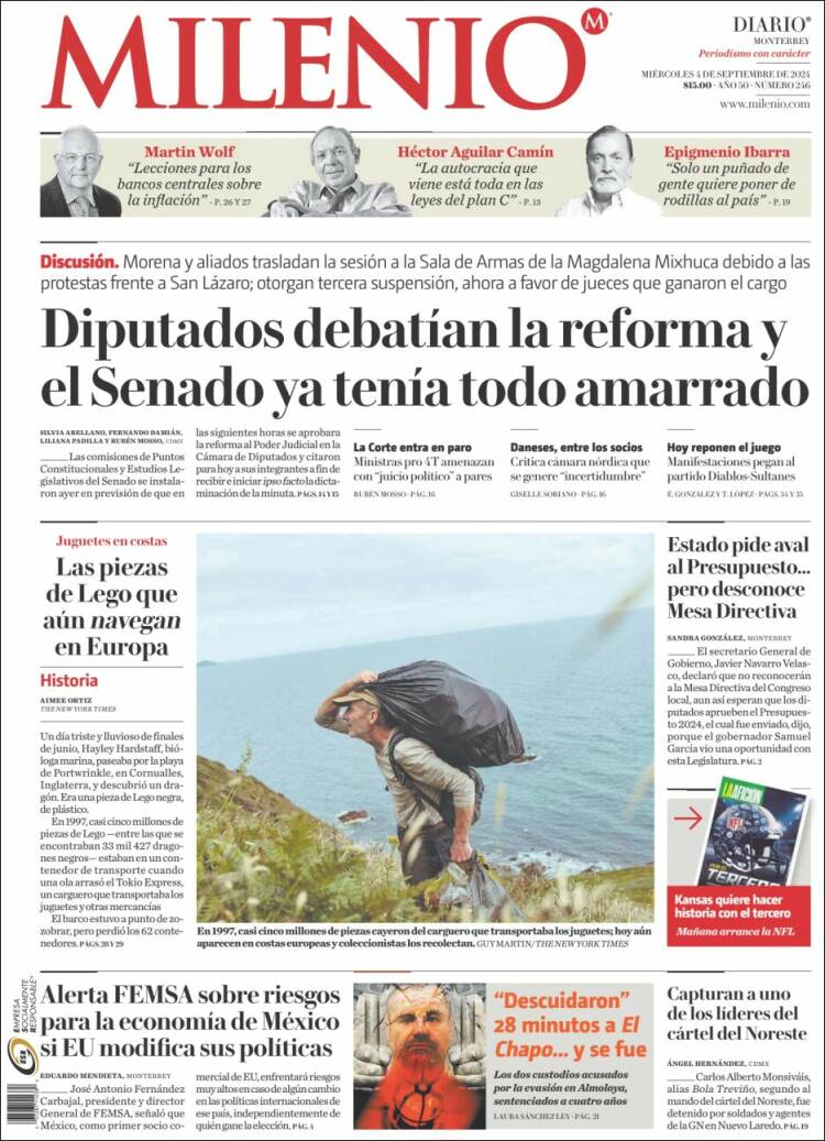 Portada de Milenio de Monterrey (México)