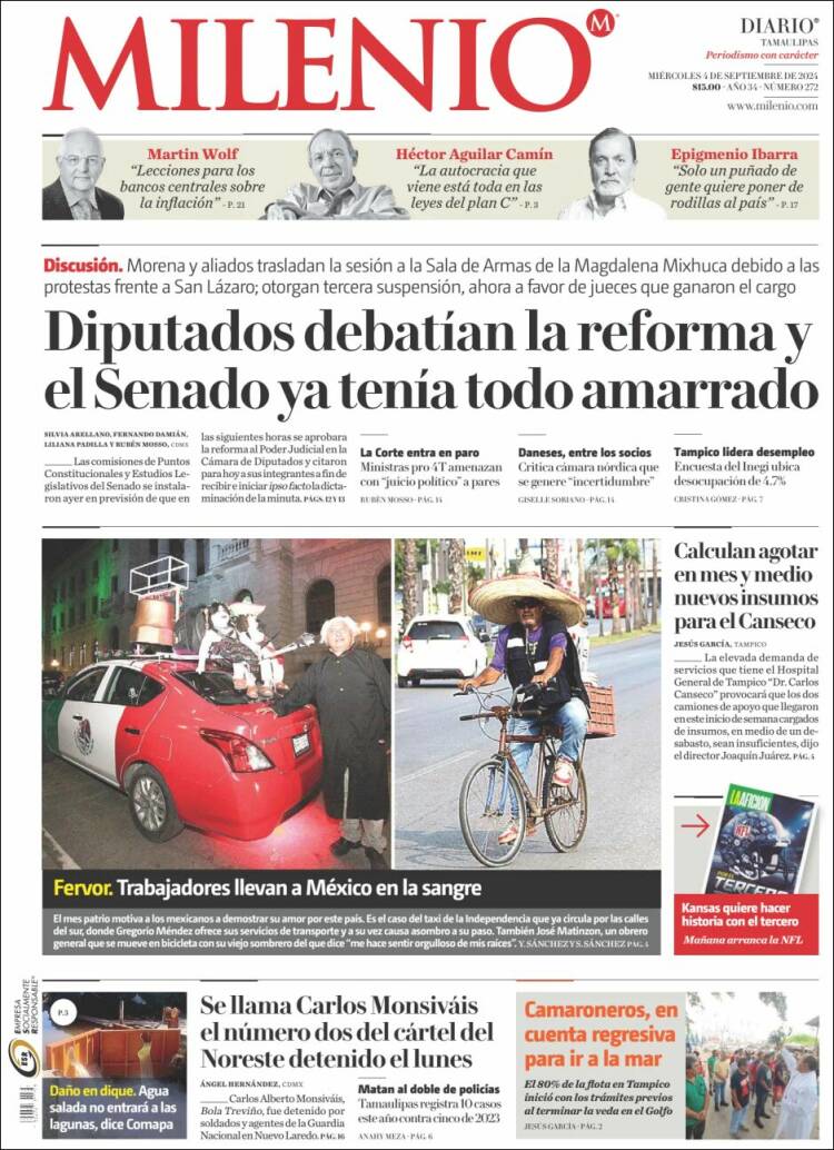 Portada de Milenio - Tamaulipas (México)