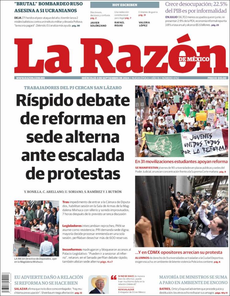 Portada de La Razón (México)