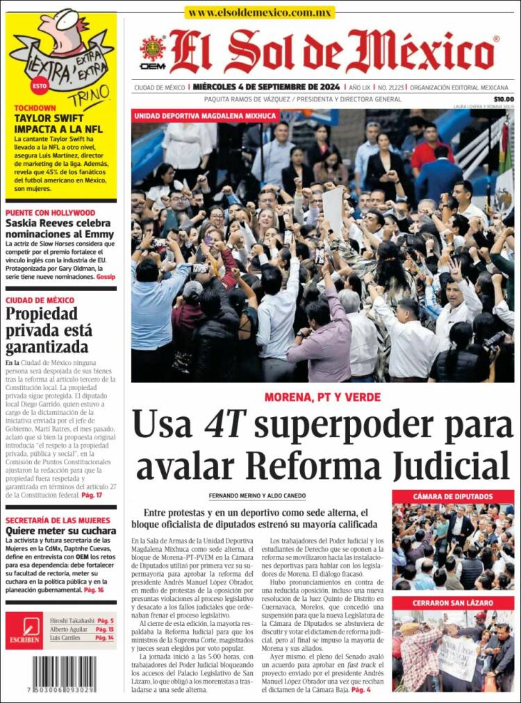 Portada de El Sol de México (México)