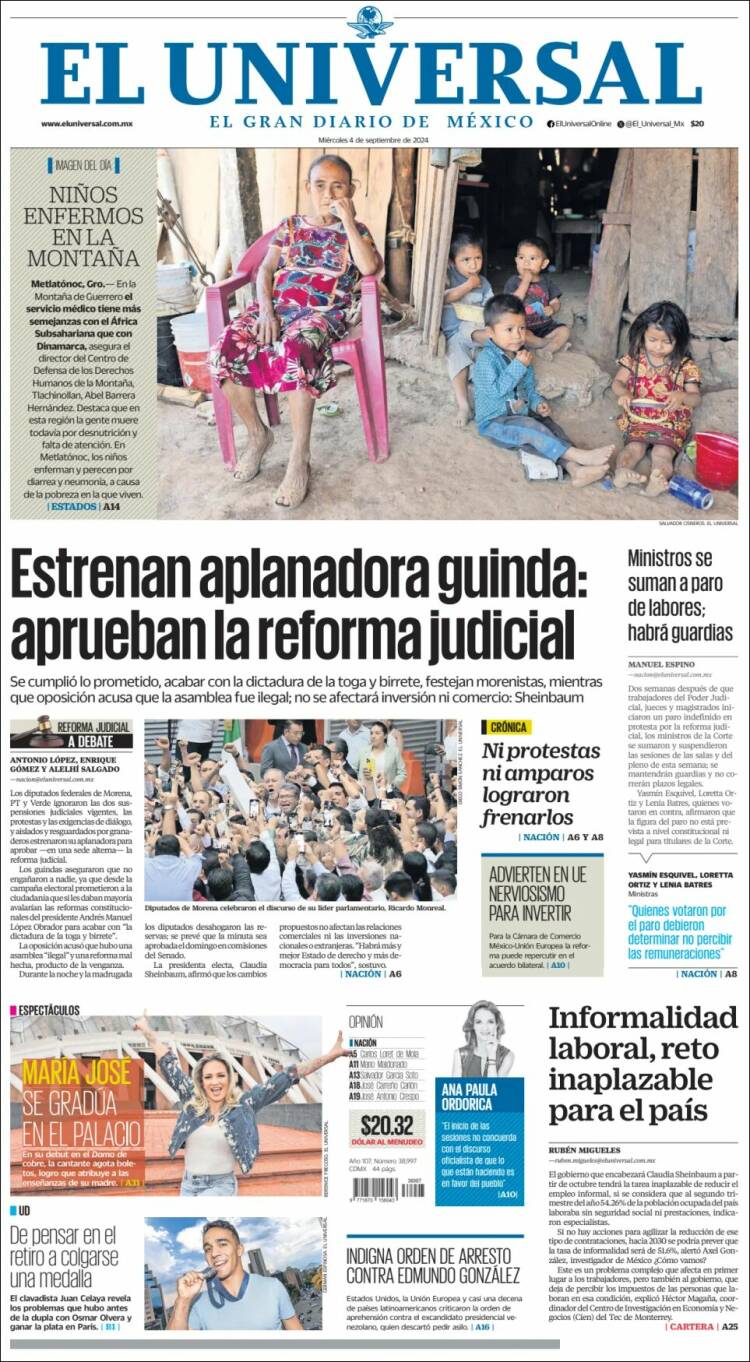 Portada de El Universal (México)