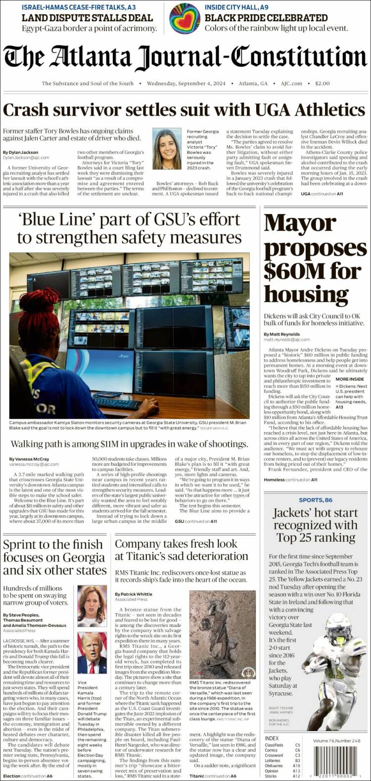 Portada de The Atlanta Journal-Constitution (USA)