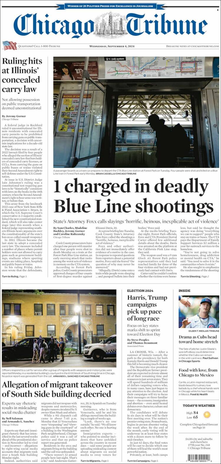 Portada de Chicago Tribune (USA)