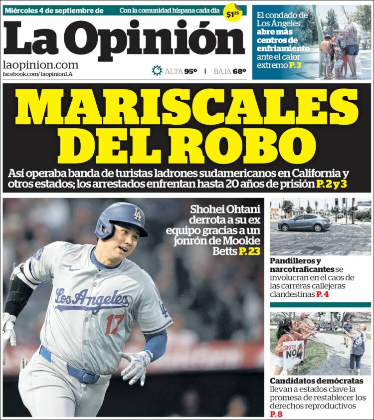 Portada de La Opinión (USA)
