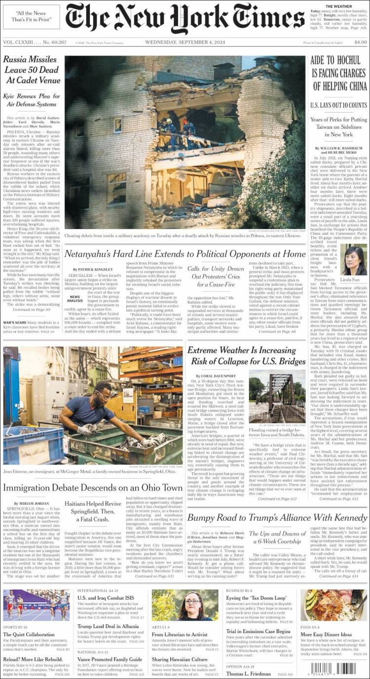 Portada de New York Times (USA)