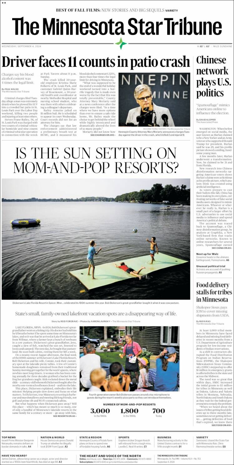 Portada de Star Tribune (USA)