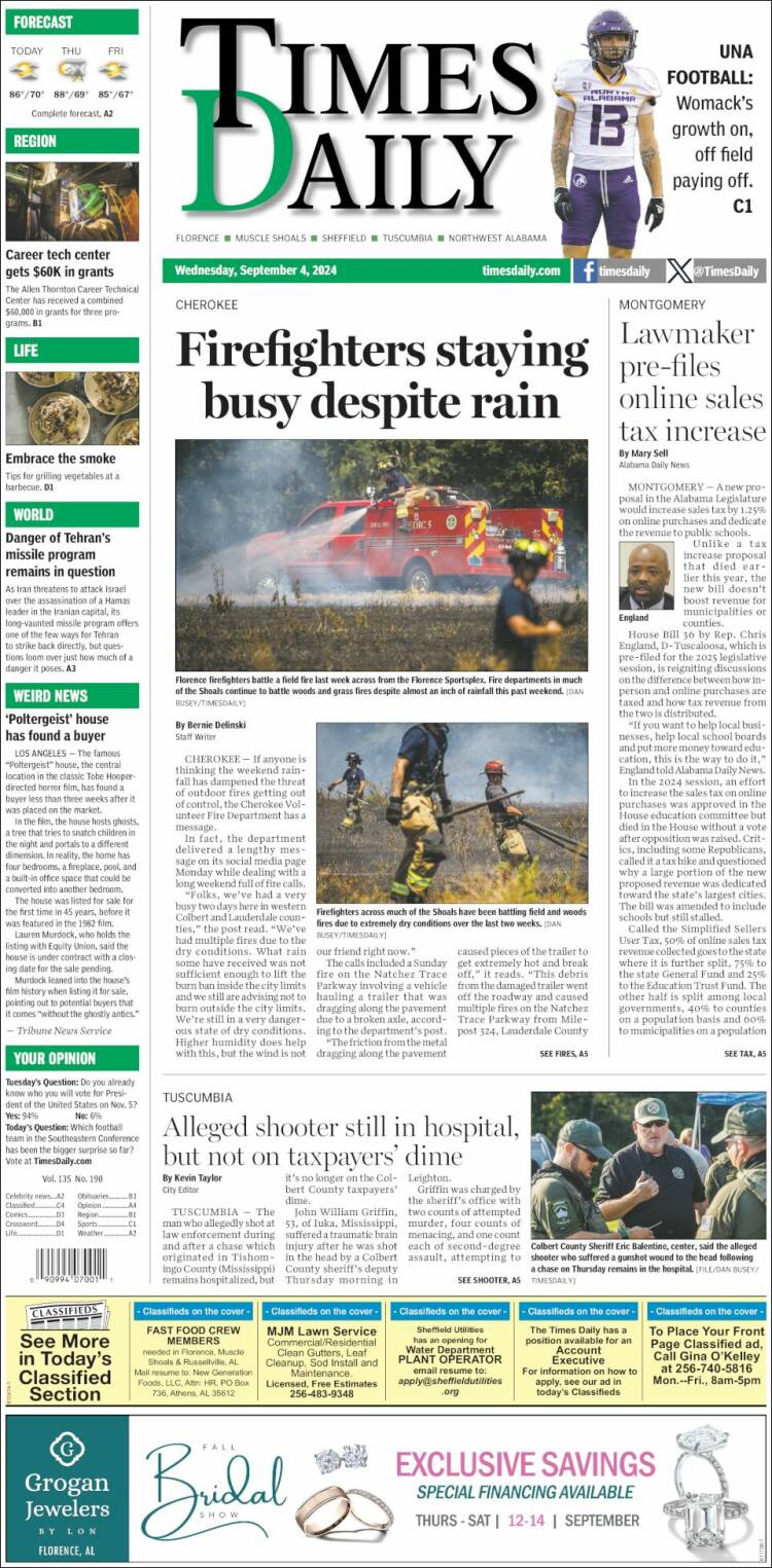 Portada de Times Daily (USA)