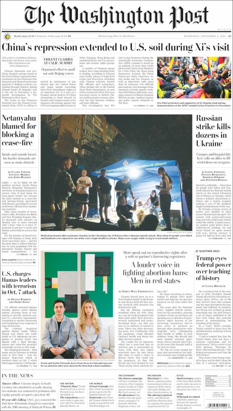 Portada de The Washington Post (USA)