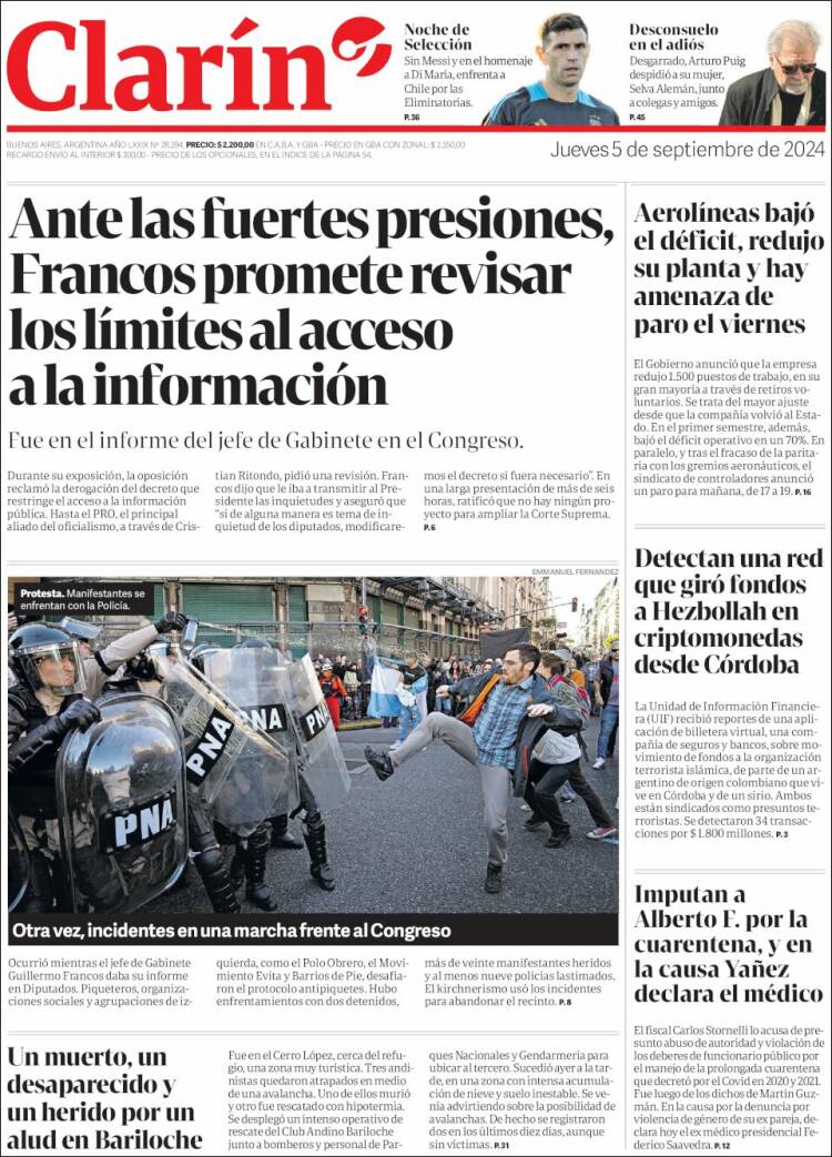 Portada de Clarín (Argentina)