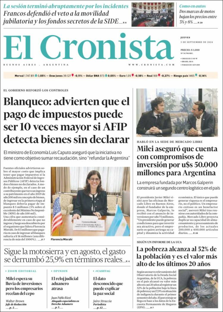 Portada de El Cronista Comercial (Argentina)
