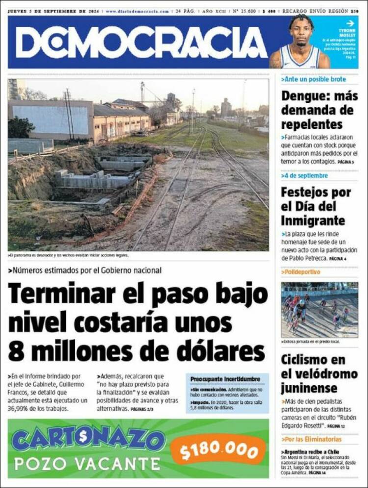 Portada de Diario Democracia (Argentina)