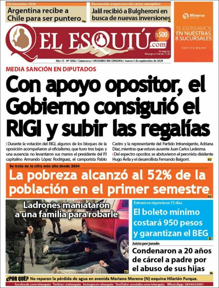 Portada de El Esquiu (Argentina)