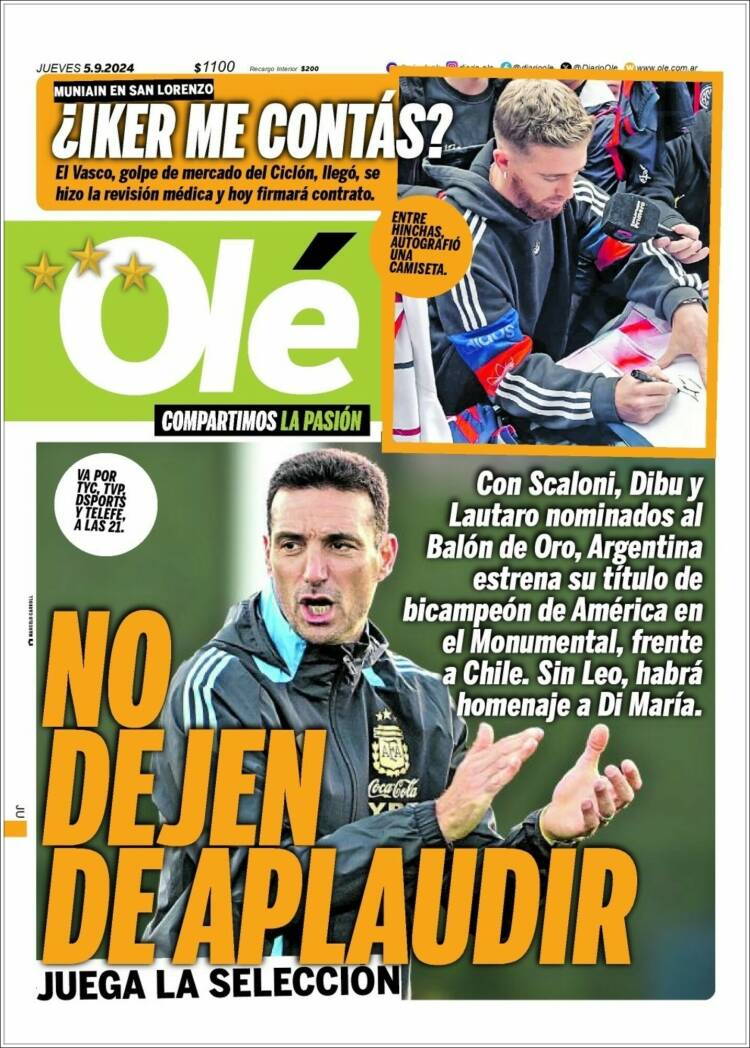 Portada de Olé (Argentina)