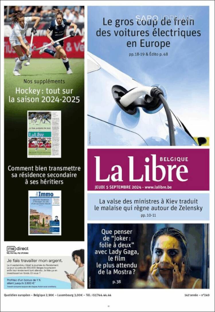 Portada de La Libre.be (B&eacute;lgica)