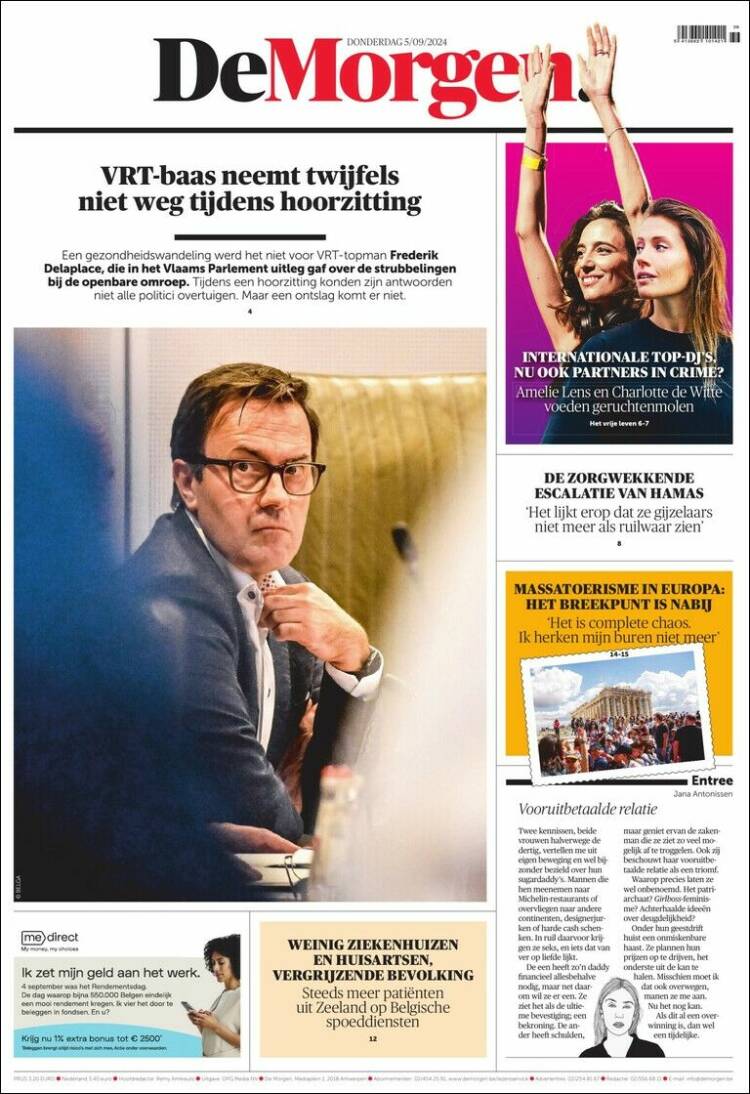 Portada de De Morgen (B&eacute;lgica)