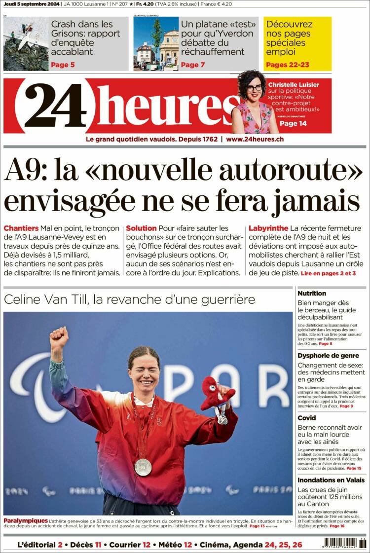 Portada de 24 Heures (Suiza)