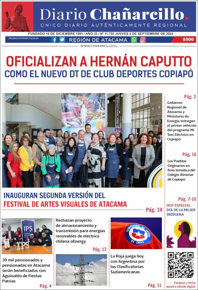 Portada de Diario Chañarcillo (Chile)
