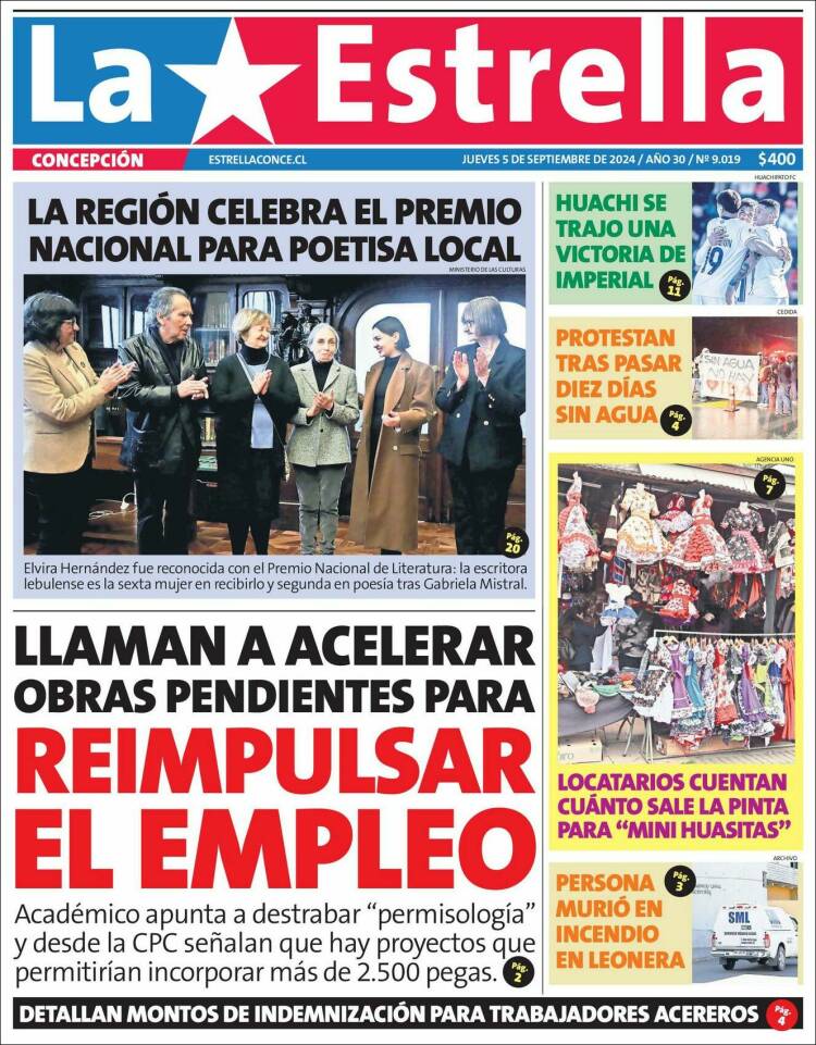 Portada de La Estrella de Concepción (Chile)