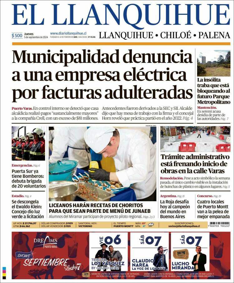 Portada de El Llanquihue (Chile)