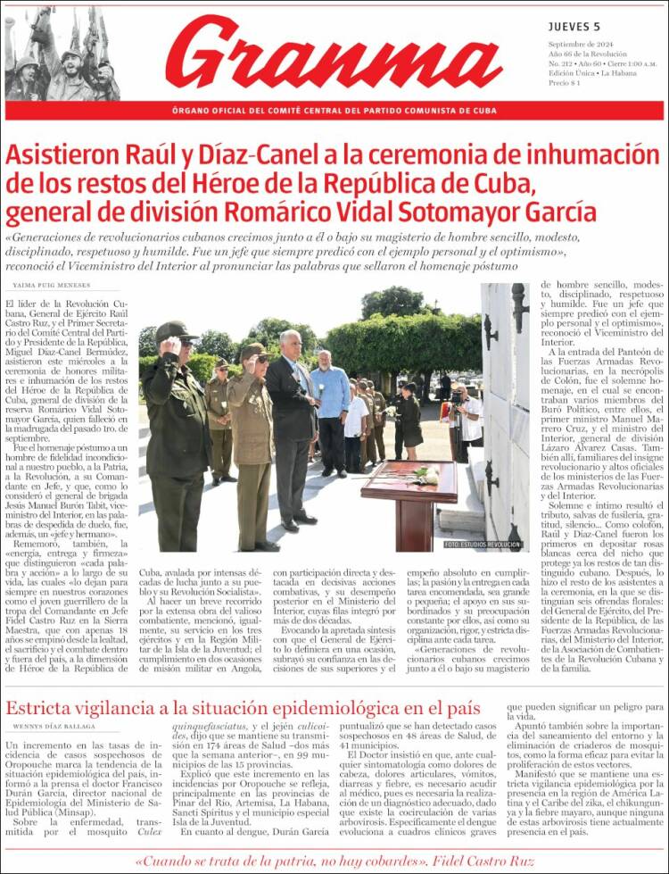 Portada de Granma (Cuba)