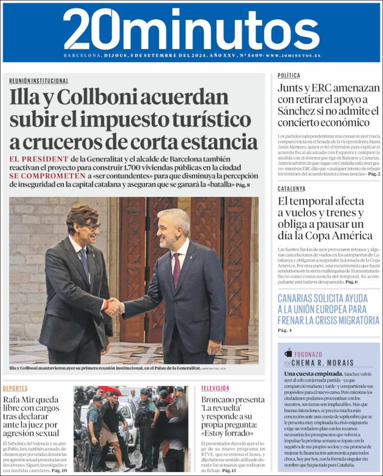 Portada de 20 Minutos - Barcelona (España)