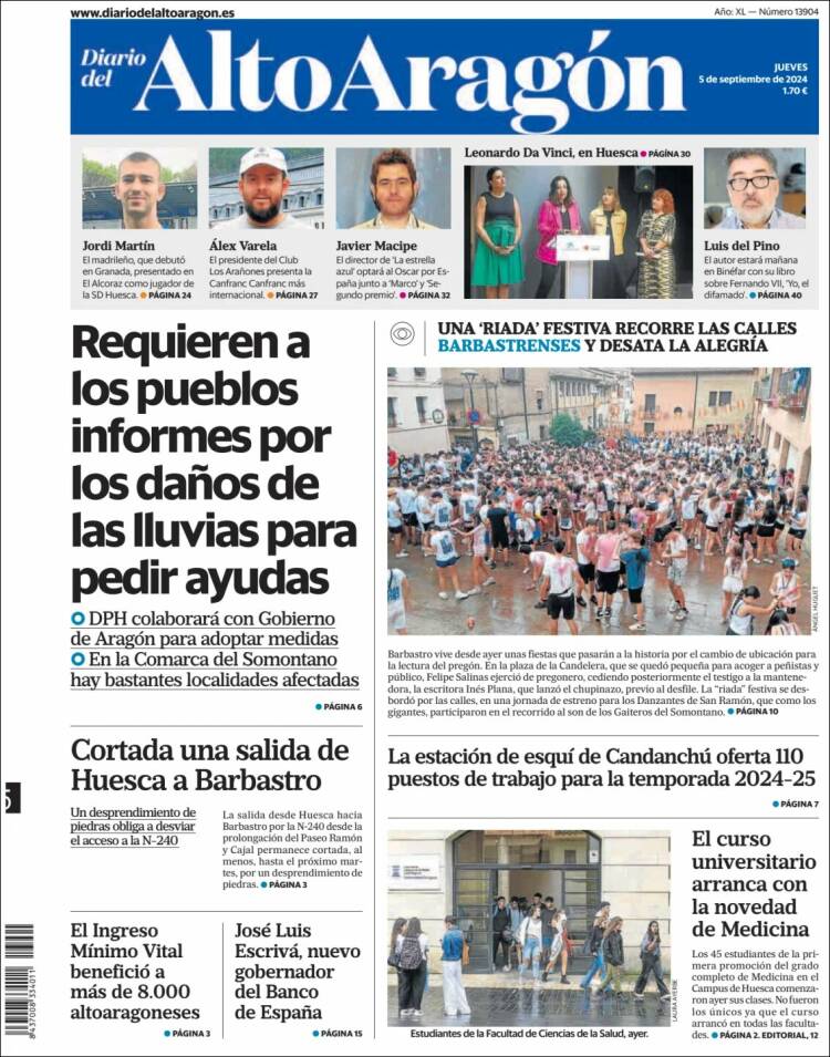Portada de Diario del AltoAragón (España)