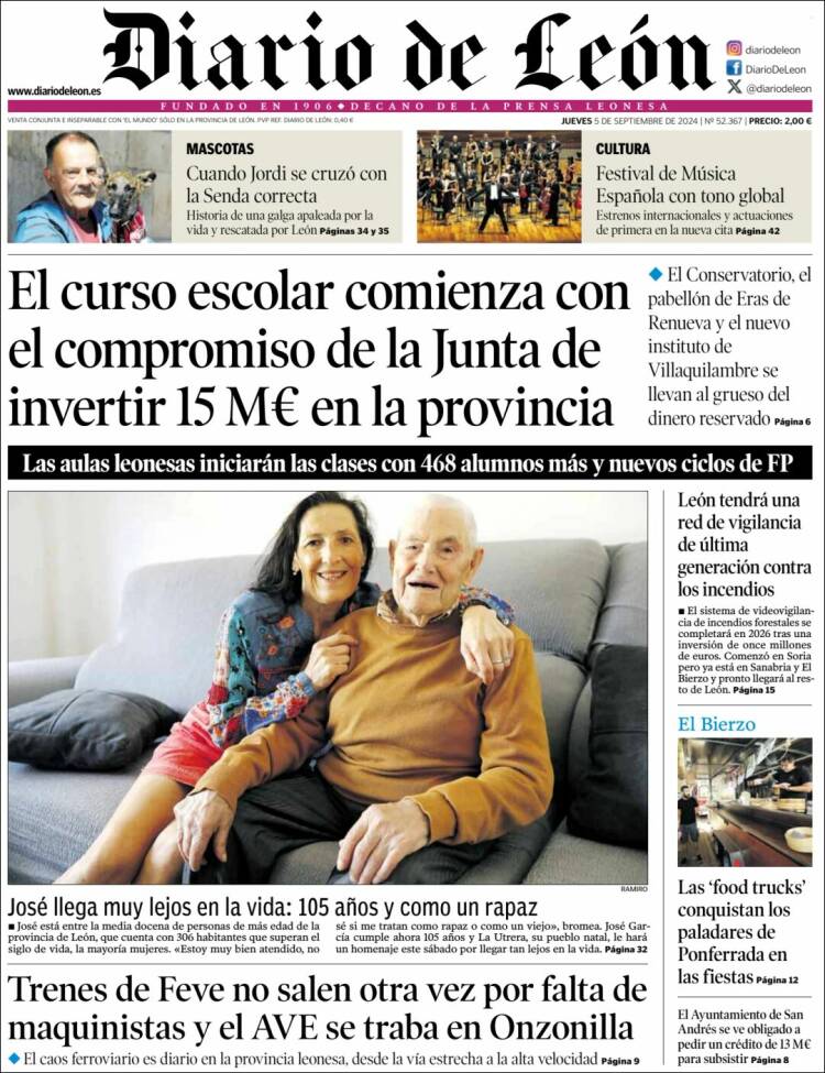 Portada de Diario de León (España)