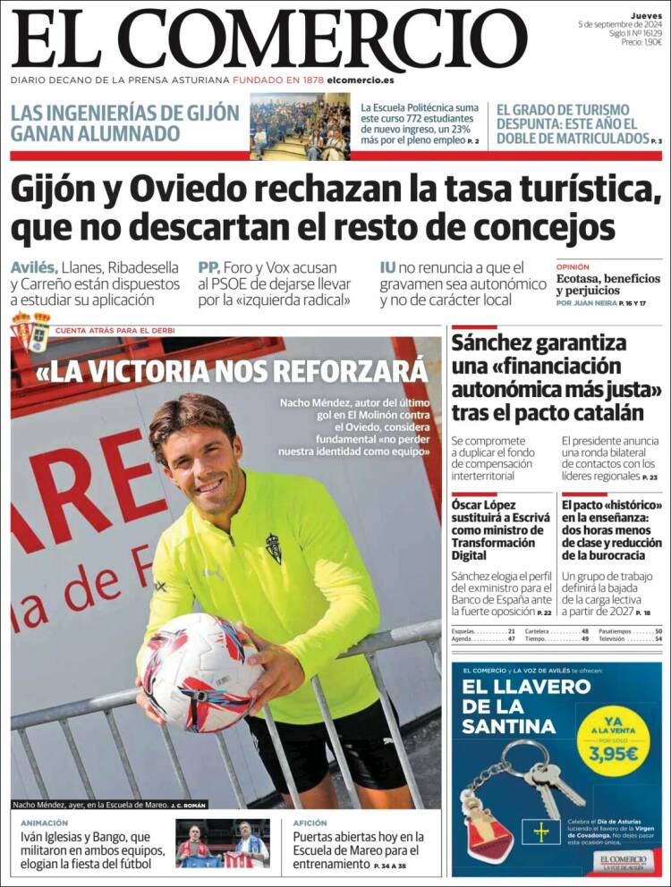 Portada de El Comercio - Gijón (España)
