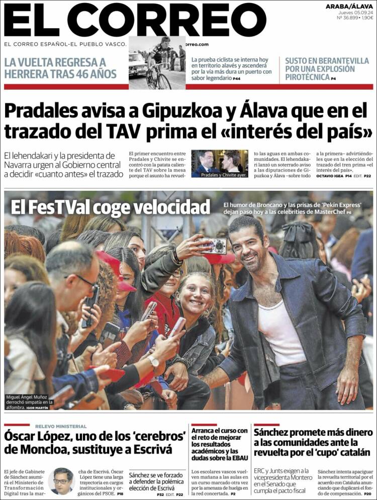 Portada de El Correo - Álava (España)