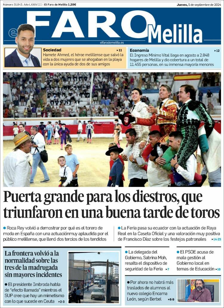 Portada de El Faro de Melilla (España)