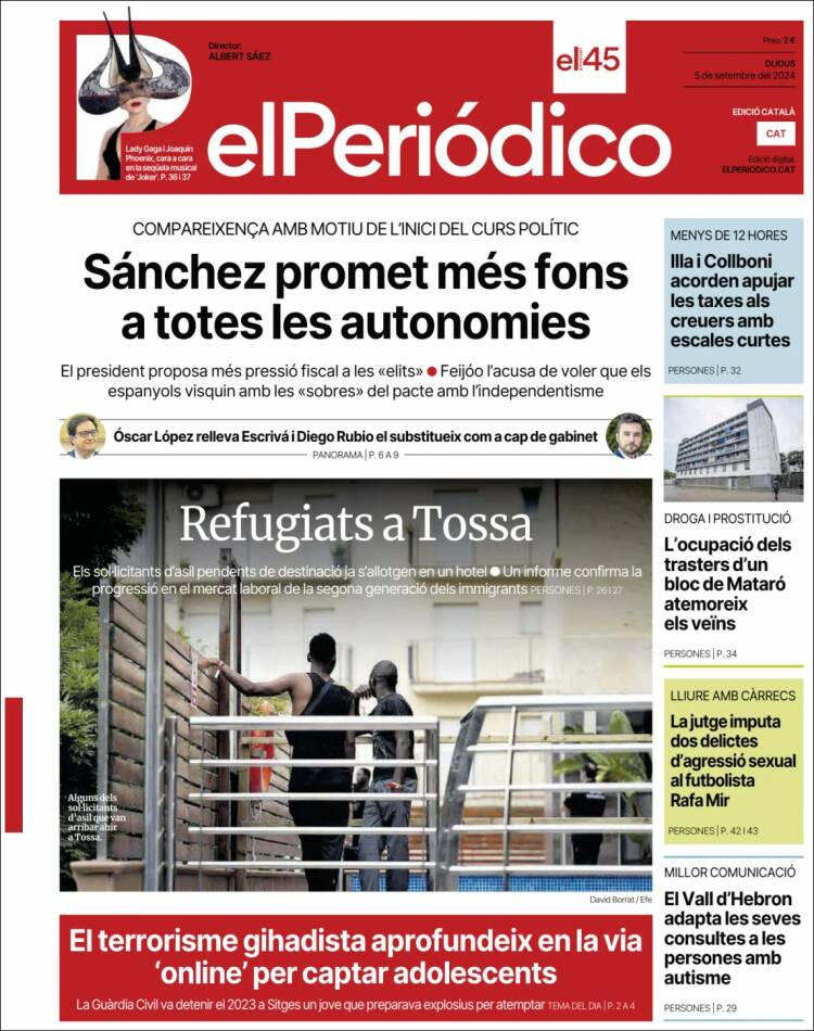 Portada de El Periódico de Catalunya (España)