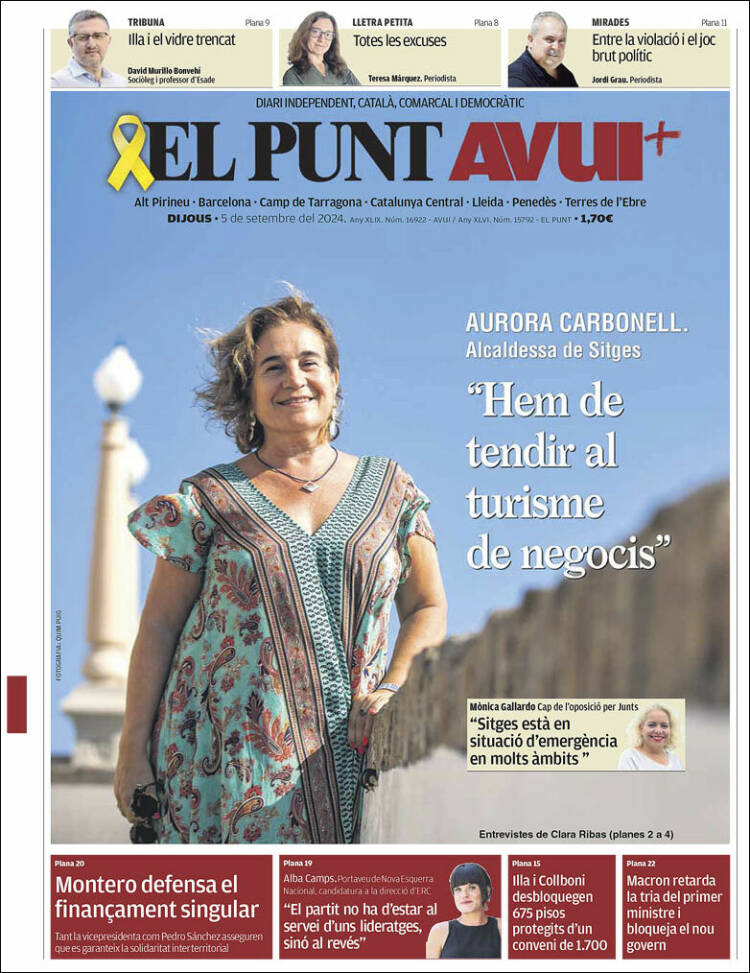 Portada de El Punt Avui (España)