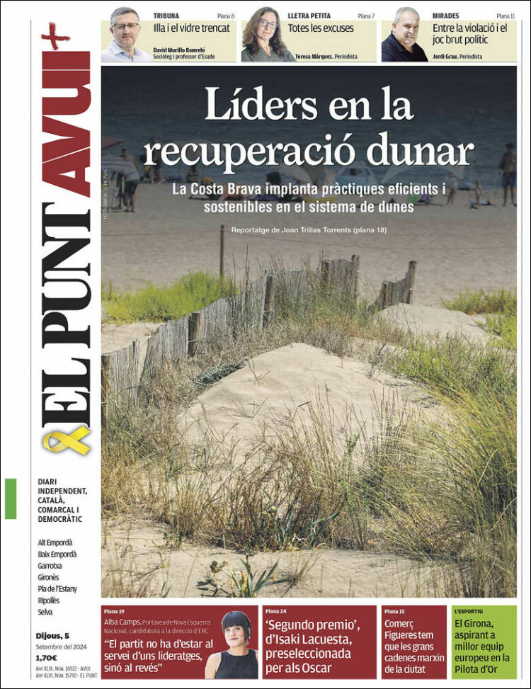 Portada de El Punt Avui - Girona (España)