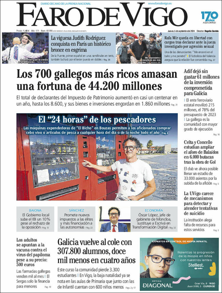 Portada de Faro de Vigo (España)