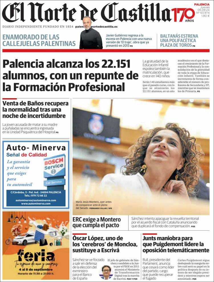 Portada de Norte de Castilla - Palencia (España)