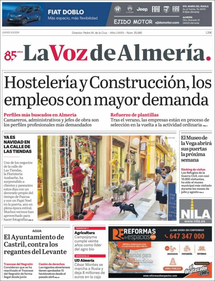 Portada de La Voz de Almería (España)