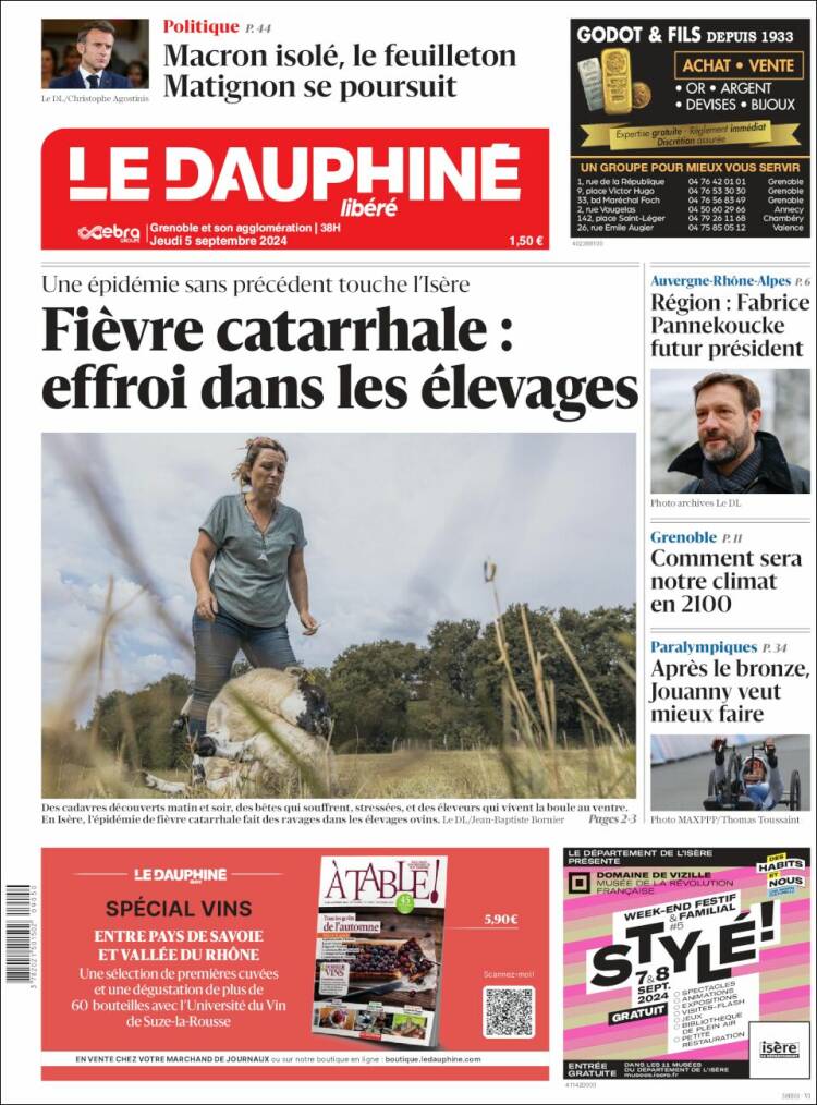 Portada de Le Dauphiné Libéré (Francia)