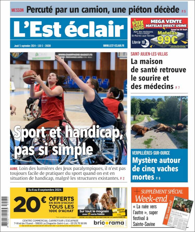 Portada de L'Est Eclair (Francia)