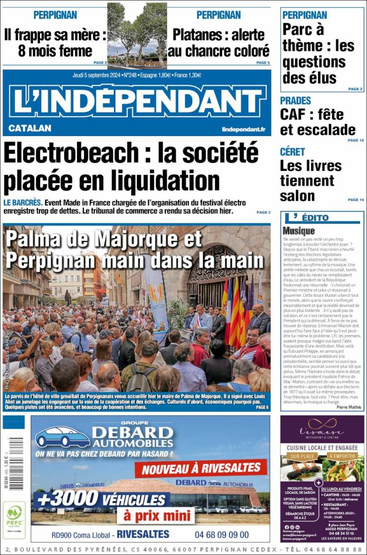 Portada de Le Indépendant (Francia)