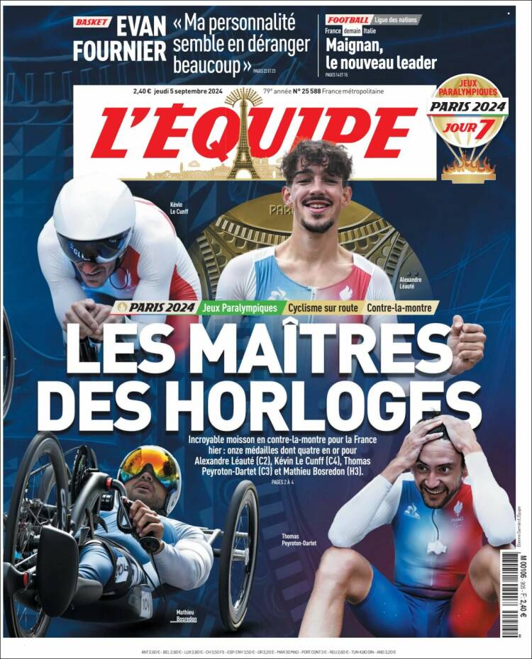 Portada de L'Equipe (Francia)