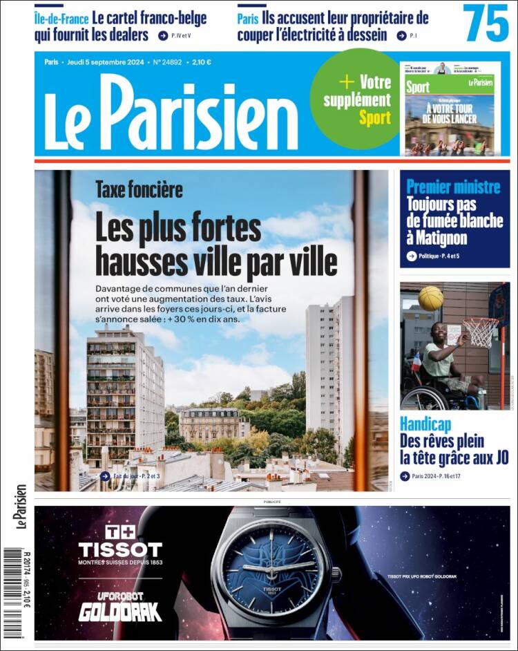 Portada de Le Parisien (Francia)