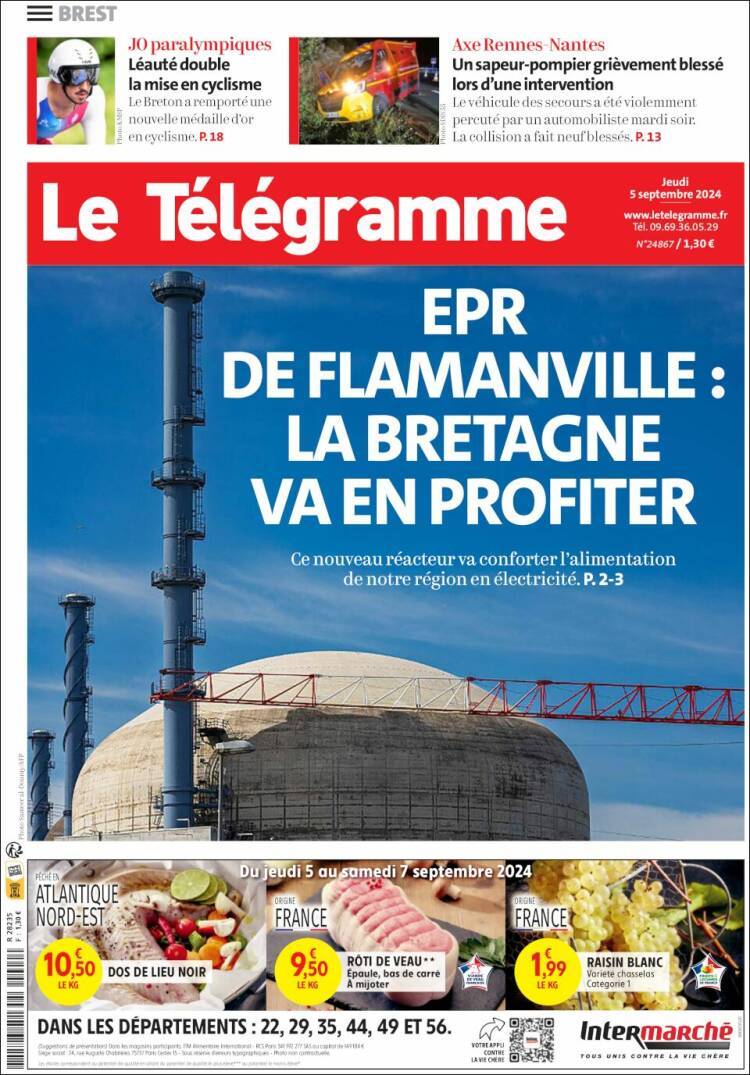 Portada de Télégramme (Francia)