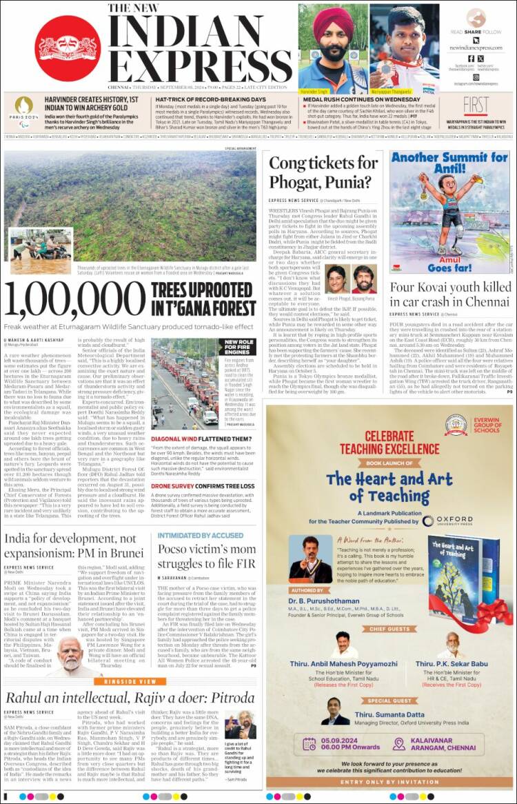 Portada de New Indian Express (India)