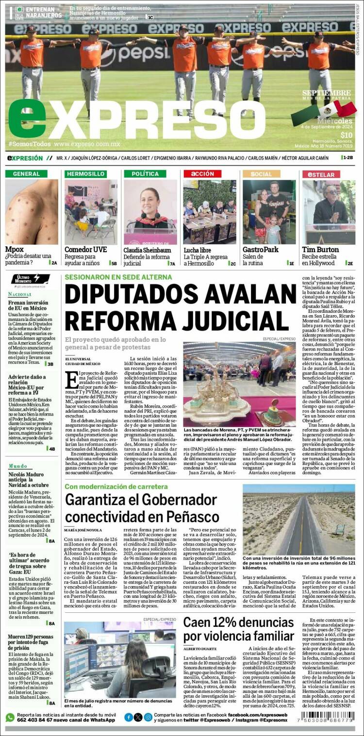 Portada de Expreso (M&eacute;xico)