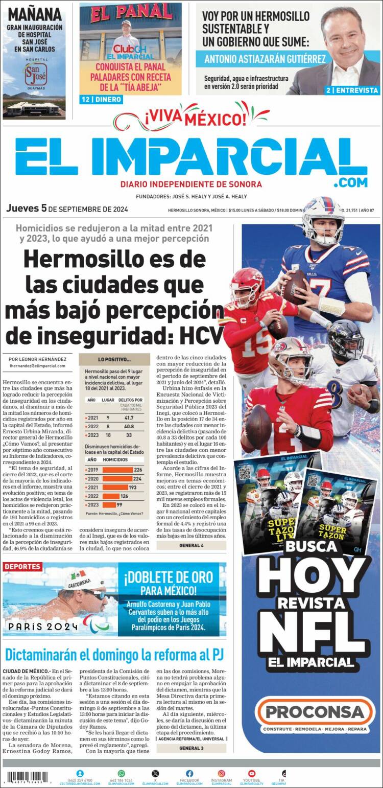 Portada de El Imparcial (M&eacute;xico)