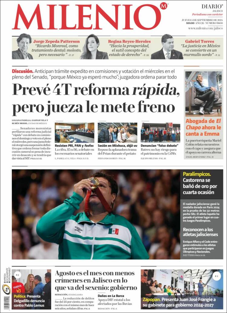 Portada de Milenio - Jalisco (M&eacute;xico)
