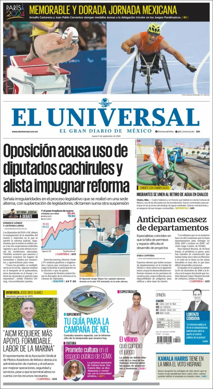 Portada de El Universal (M&eacute;xico)