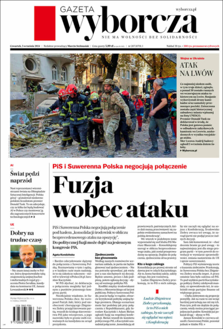 Portada de Gazeta Wyborcza (Polonia)